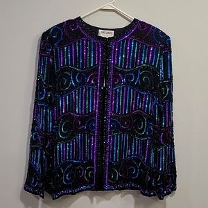 VTG NWT Brilliante by J.A. sequined jacket XXL GORGEOUS!!!